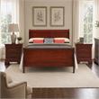 Maklaine Sleigh Bed and 2-Drawer Nightstands Set in Cherry