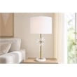 Maklaine Crystal Marble Table Lamp with Linen Shade in Soft Gold Finish