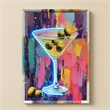 Maklaine Glow Martini LED Canvas Wall Art with Abstract Multi-Color Design