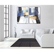 Maklaine Abstract Diptych Hand-Painted Canvas Wall Art with Blue & Gold