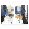 Maklaine Abstract Diptych Hand-Painted Canvas Wall Art with Blue & Gold