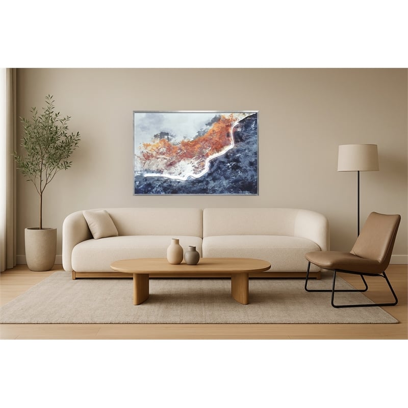 Maklaine Multi-Color LED Canvas Wall Art with Wood Frame 