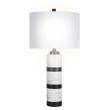 Maklaine Marble and Matte Black Table Lamp with Linen Shade