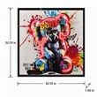 Maklaine Graffiti Bear Neon LED Canvas Art with Wood Frame in Multi-Color