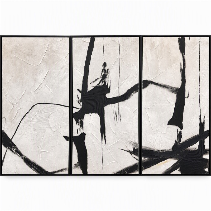 Maklaine Abstract Harmony Framed Canvas Triptych Wall Art - Set of 3