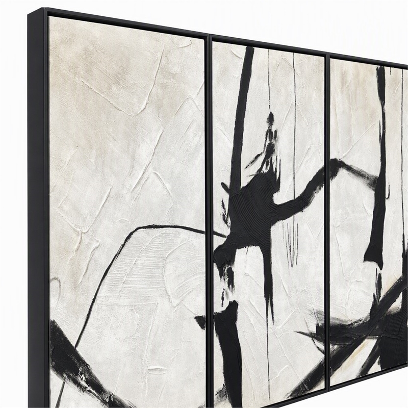 Maklaine Abstract Harmony Framed Canvas Triptych Wall Art - Set of 3