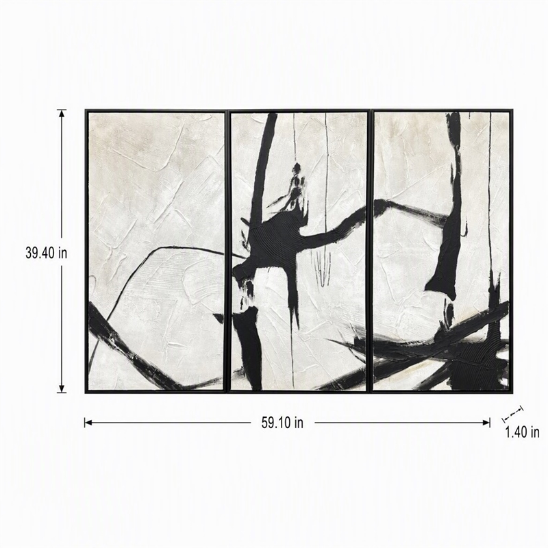 Maklaine Abstract Harmony Framed Canvas Triptych Wall Art - Set of 3
