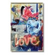 Maklaine Neon Love Graffiti Multi-Color Canvas Art with Beige Frame