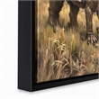 Maklaine Western Cowboy Dinosaur Textured Canvas Art in Black Frame