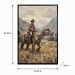 Maklaine Western Cowboy Dinosaur Textured Canvas Art in Black Frame