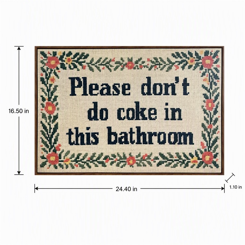 Maklaine Bathroom Wit II Hand-Embellished Canvas with Frame in Brown