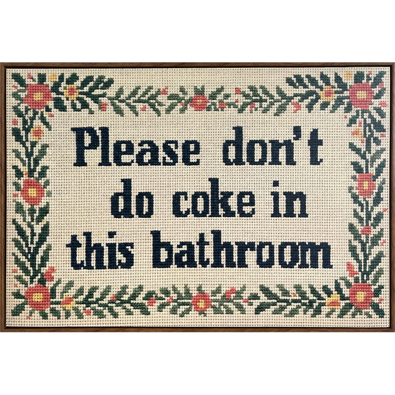 Maklaine Bathroom Wit II Hand-Embellished Canvas with Frame in Brown