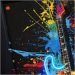 Maklaine Neon Guitar Splash Canvas Wall Art with Black Frame