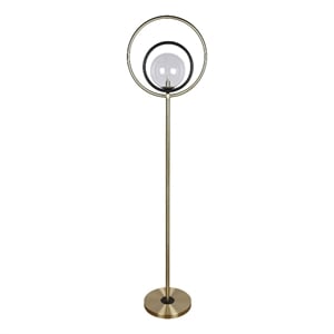 Maklaine Eclipse Aura Metal Floor Lamp in Matte Black and Soft Gold