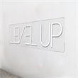 Maklaine Level Up White Neon Sign Art with Acrylic Frame and Plug-In Lighting