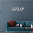 Maklaine Level Up White Neon Sign Art with Acrylic Frame and Plug-In Lighting