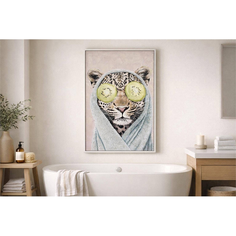 Maklaine Leopard Portrait Bedroom Wall Decor in Handcrafted Pastel Design