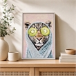 Maklaine Leopard Portrait Bedroom Wall Decor in Handcrafted Pastel Design