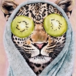 Maklaine Leopard Portrait Bedroom Wall Decor in Handcrafted Pastel Design