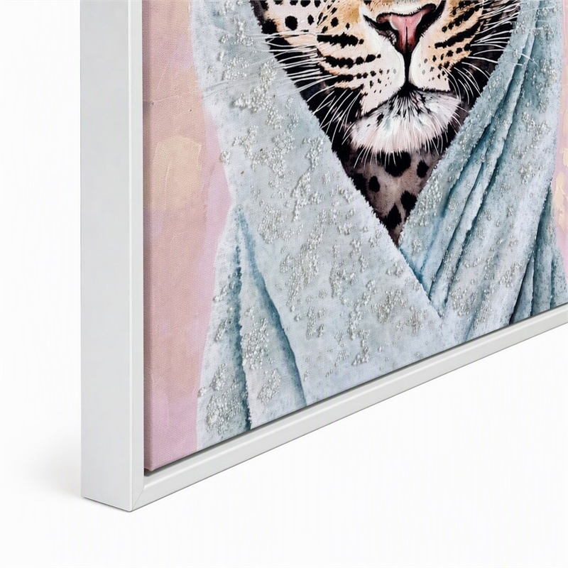 Maklaine Leopard Portrait Bedroom Wall Decor in Handcrafted Pastel Design