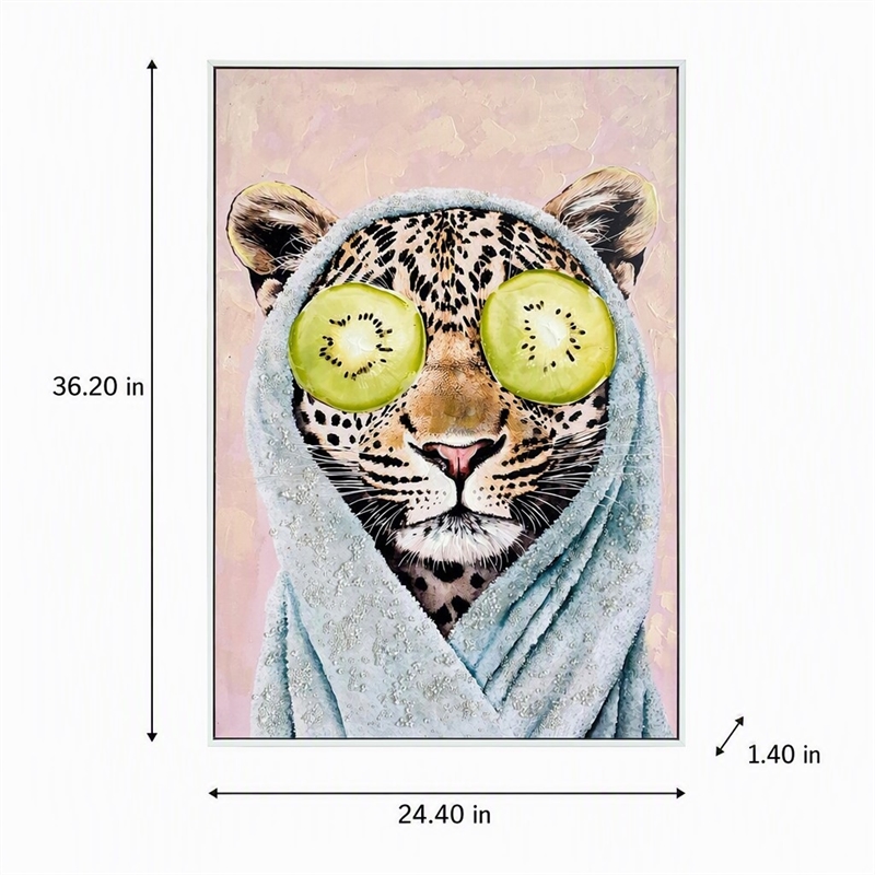 Maklaine Leopard Portrait Bedroom Wall Decor in Handcrafted Pastel Design
