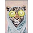 Maklaine Leopard Portrait Bedroom Wall Decor in Handcrafted Pastel Design