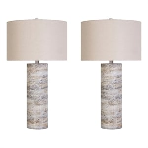 Maklaine Stonehaven Glow Polyresin Table Lamp Set with Oatmeal Finish