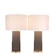 Maklaine Faux Gator PU Table Lamp with Soft Gold and Crystal Pedestal (Set of 2)