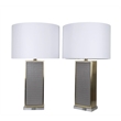 Maklaine Faux Gator PU Table Lamp with Soft Gold and Crystal Pedestal (Set of 2)