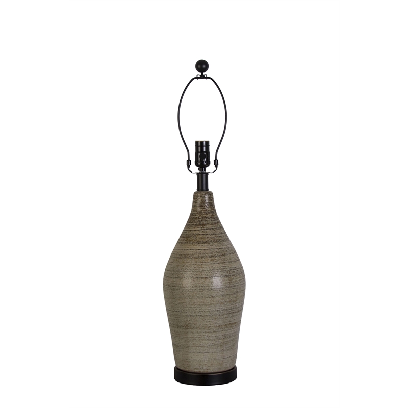 Maklaine Ceramic Table Lamp Set with Natural Stone and Black Details