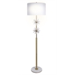 Maklaine Crystal Floor Lamp in Soft Gold with Marble Base and Linen Shade