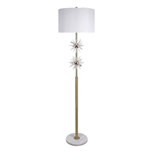 Maklaine Crystal Floor Lamp in Soft Gold with Marble Base and Linen Shade