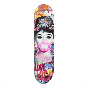 Maklaine Hand-Painted Skateboard Deck Wall Art with Neon Light Multi-Color