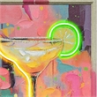 Maklaine Neon Cocktail Art Canvas Wall Art with Engineered Wood Frame