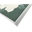 Maklaine Ivory Bloom Hand-Painted Canvas Art in Green Frame