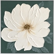 Maklaine Ivory Bloom Hand-Painted Canvas Art in Green Frame