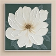 Maklaine Ivory Bloom Hand-Painted Canvas Art in Green Frame