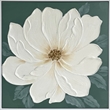 Maklaine Ivory Bloom Hand-Painted Canvas Art in Green Frame