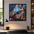 Maklaine Graffiti Canvas Neon Wall Art with Wood Frame - Multi-Color