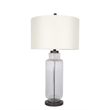Maklaine Modern Ripple Glass Table Lamp with Gold Flecks and Linen Shade