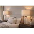 Maklaine Modern Ripple Glass Table Lamp with Gold Flecks and Linen Shade