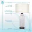 Maklaine Modern Ripple Glass Table Lamp with Gold Flecks and Linen Shade