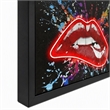 Maklaine Multi-Color Canvas Wall Art with Neon Glow and Black Frame