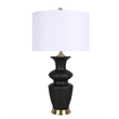 Maklaine Ceramic Table Lamp with Black Base and Soft Gold Accents