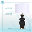 Maklaine Ceramic Table Lamp with Black Base and Soft Gold Accents