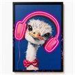 Maklaine Neon Ostrich Framed Canvas Wall Art with Lighting Features