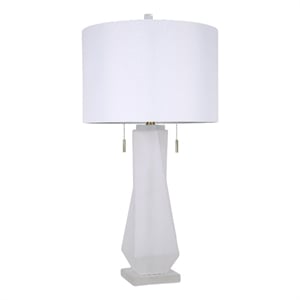Maklaine Frosted Glass Geometric Table Lamp 32&quot x 17&quot w/ Drum Shade