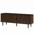 Maklaine Coffee Bamboo Console Table with Sliding Tambour Doors
