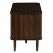 Maklaine Coffee Bamboo Console Table with Sliding Tambour Doors