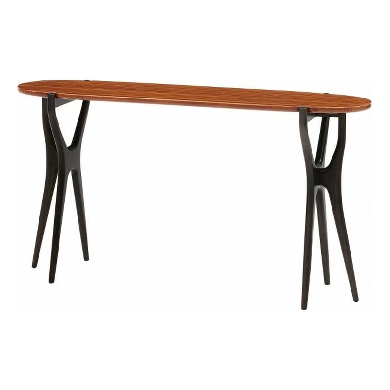Maklaine Console Table with Bamboo Top in Copper and Charcoal Finish